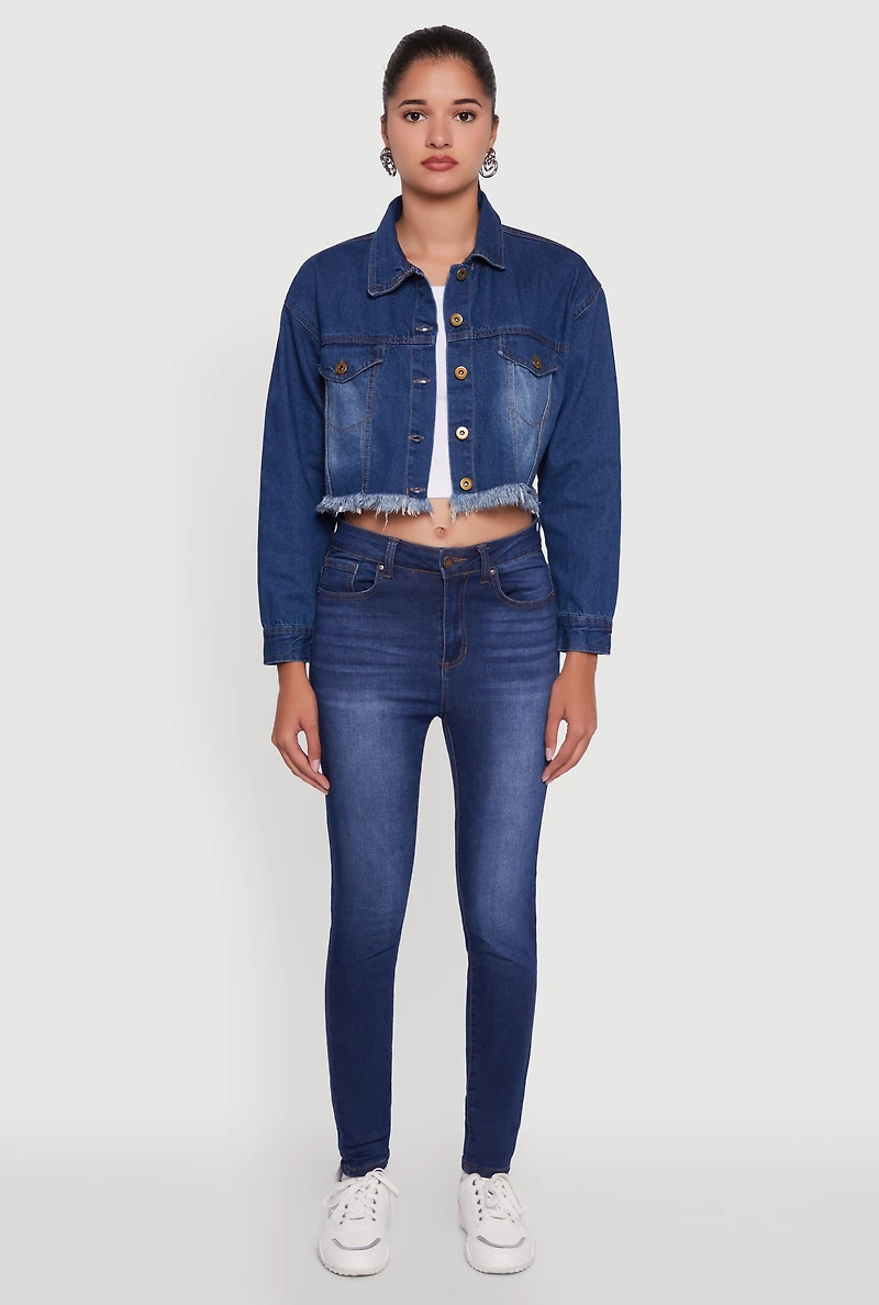 Heart Graffiti Graphic Frayed Jean Jacket