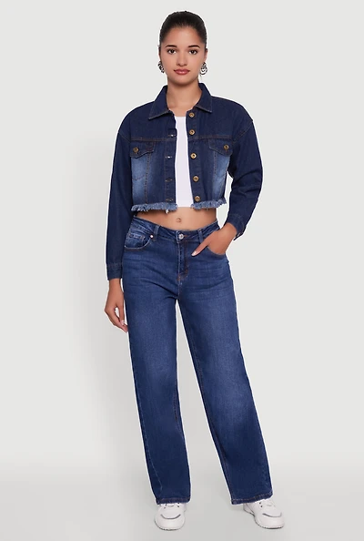 Heart Graffiti Graphic Frayed Jean Jacket