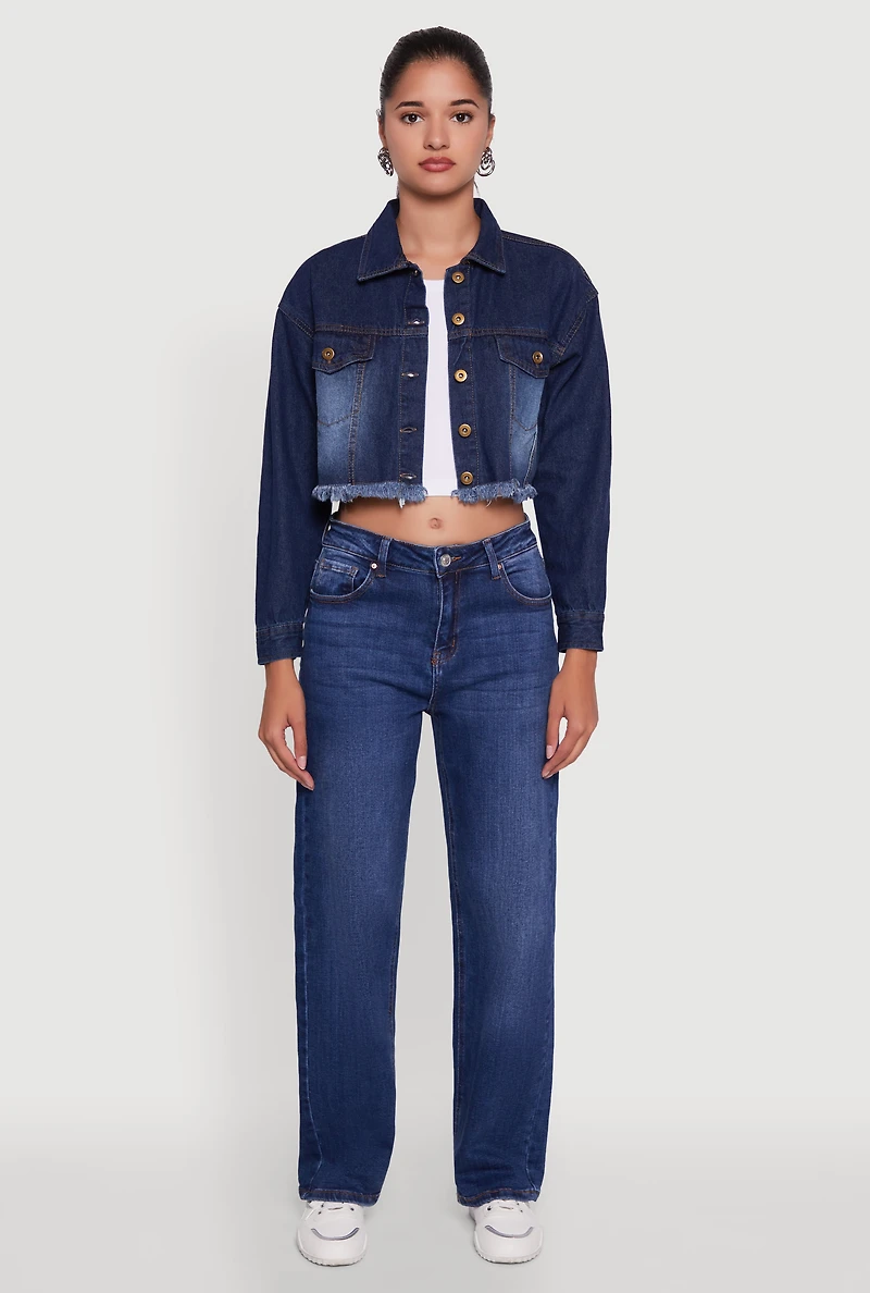 Heart Graffiti Graphic Frayed Jean Jacket