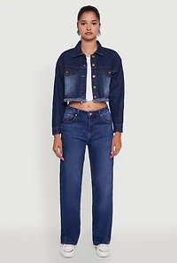 Heart Graffiti Graphic Frayed Jean Jacket