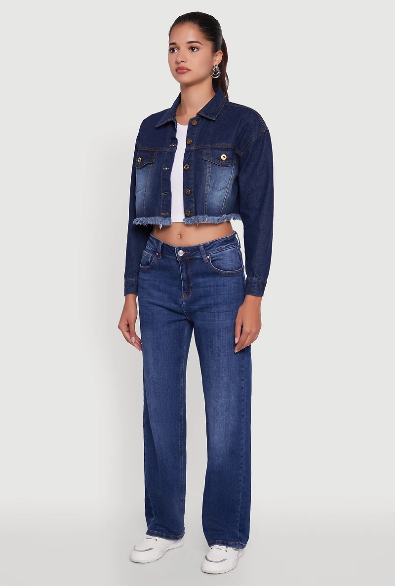 Heart Graffiti Graphic Frayed Jean Jacket