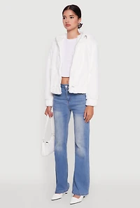 Hooded Faux Fur Bomber Jacket