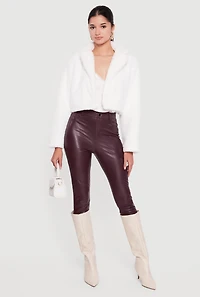 Faux Fur Cropped One Button Jacket