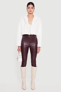 Faux Fur Cropped One Button Jacket