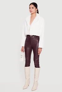 Faux Fur Cropped One Button Jacket