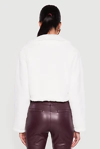 Faux Fur Cropped One Button Jacket