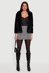 Snap Button Front Faux Fur Coat