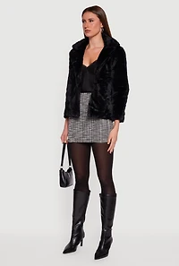 Snap Button Front Faux Fur Coat