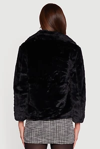 Snap Button Front Faux Fur Coat