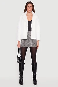 Snap Button Front Faux Fur Coat