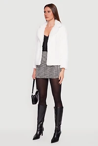Snap Button Front Faux Fur Coat