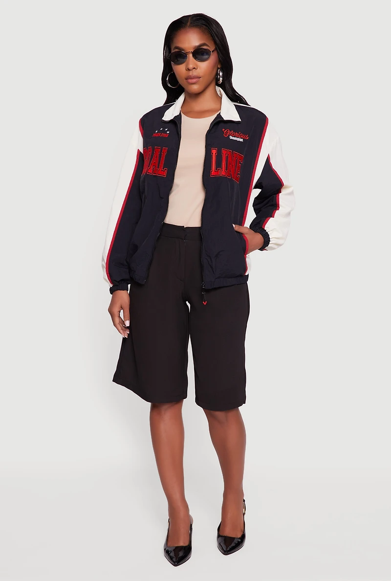 Color Blocked Goal Line Graphic Windbreaker Jacket