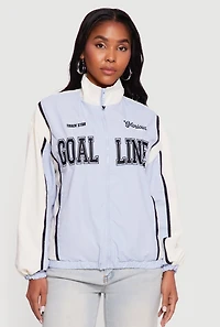 Color Blocked Goal Line Graphic Windbreaker Jacket
