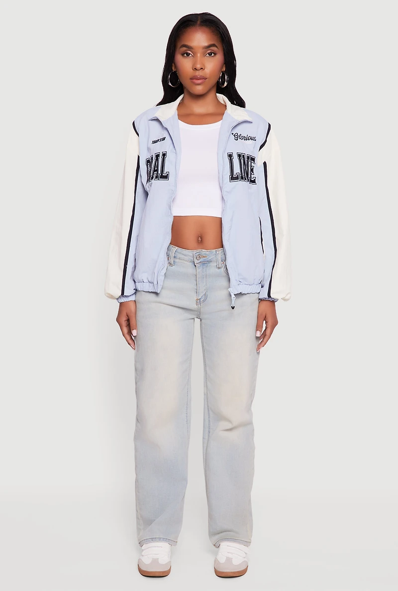 Color Blocked Goal Line Graphic Windbreaker Jacket