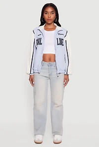 Color Blocked Goal Line Graphic Windbreaker Jacket