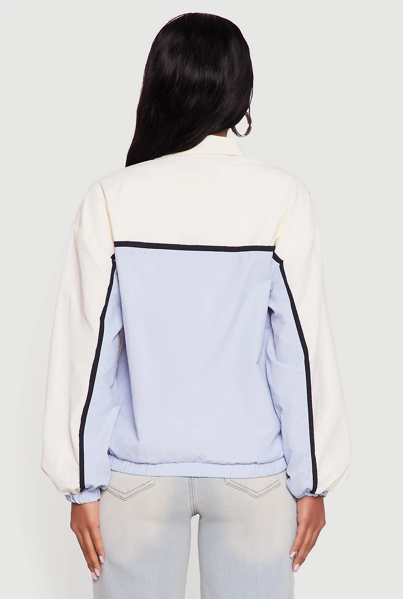 Color Blocked Goal Line Graphic Windbreaker Jacket