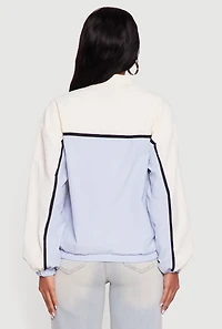 Color Blocked Goal Line Graphic Windbreaker Jacket