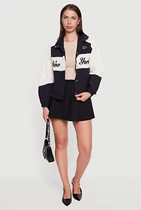 Color Blocked The Big Apple Graphic Windbreaker Jacket