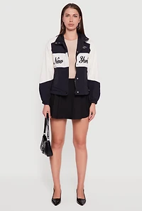 Color Blocked The Big Apple Graphic Windbreaker Jacket