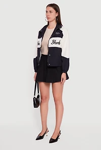 Color Blocked The Big Apple Graphic Windbreaker Jacket