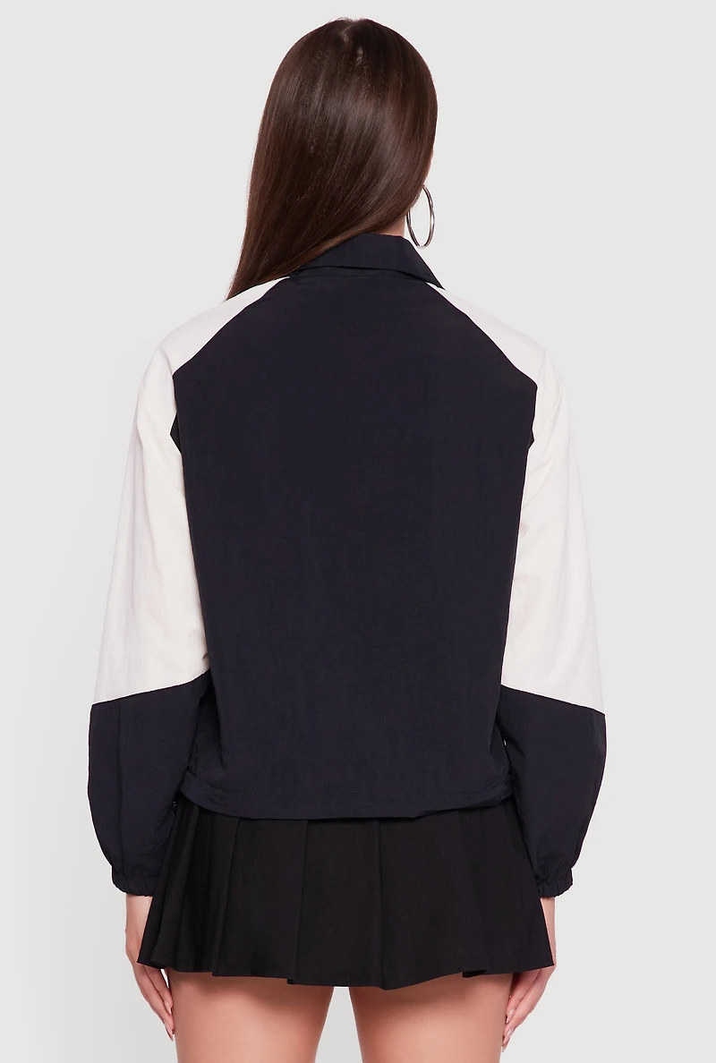 Color Blocked The Big Apple Graphic Windbreaker Jacket