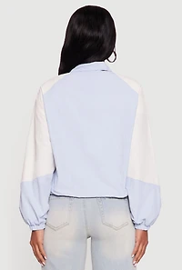 Womens Color Blocked The Big Apple Graphic Windbreaker Jacket, Blue,