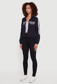 Womens Nylon Not Now Graphic Mock Neck Windbreaker,