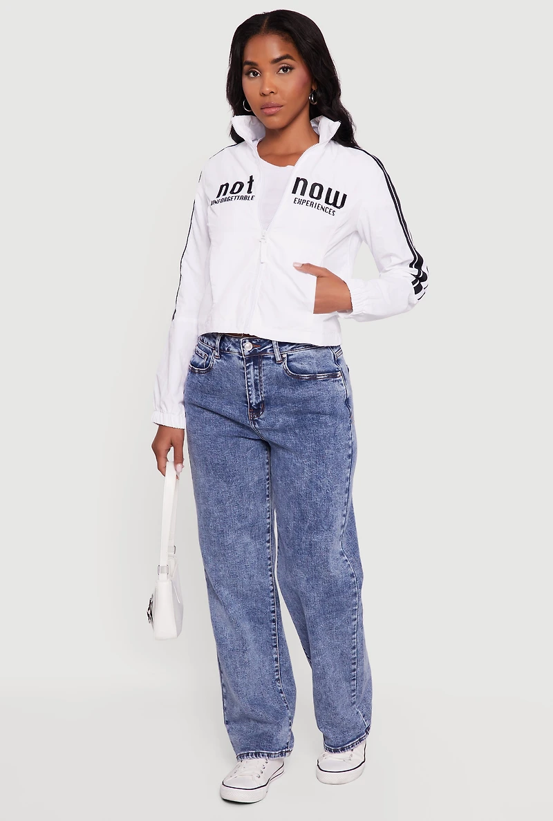 Nylon Not Now Graphic Mock Neck Windbreaker