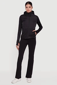 Womens Lightweight Hooded Zip Front Puffer Jacket, Black, Size XL