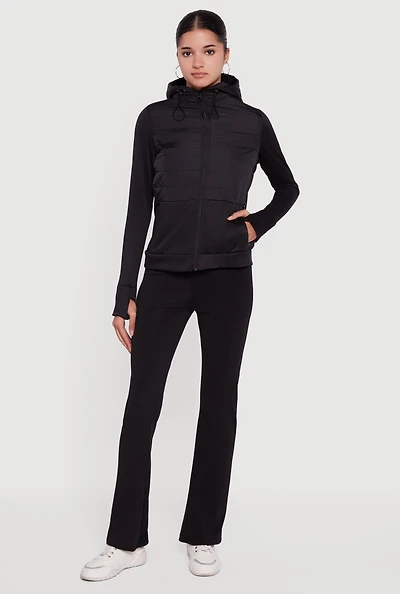 Womens Lightweight Hooded Zip Front Puffer Jacket,