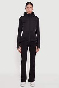 Womens Lightweight Hooded Zip Front Puffer Jacket, Black, Size XL