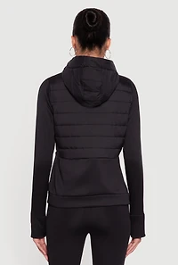 Womens Lightweight Hooded Zip Front Puffer Jacket, Black, Size XL