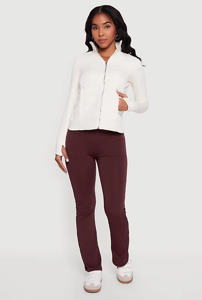 Lightweight Zip Front Puffer Jacket with Thumb Holes