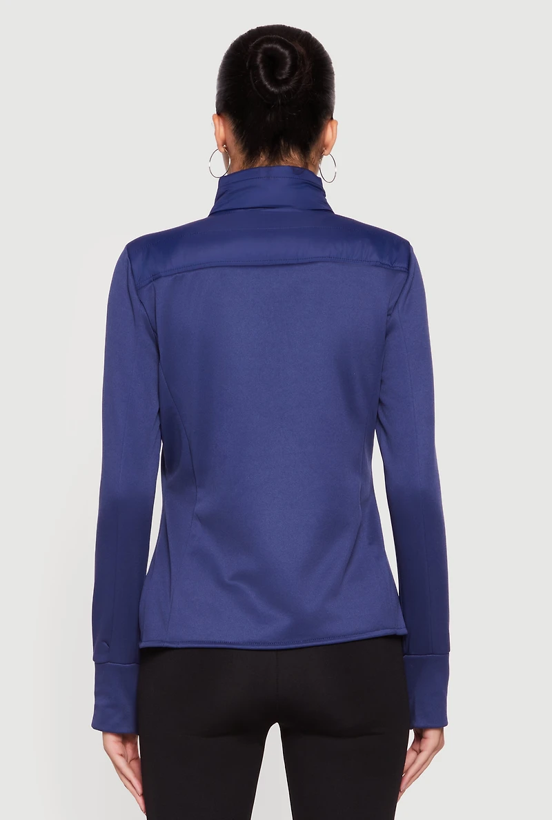 Womens Lightweight Zip Front Puffer Jacket with Thumb Holes,