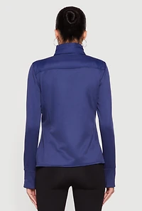 Womens Lightweight Zip Front Puffer Jacket with Thumb Holes,