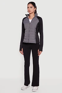 Color Block Lightweight Puffer Jacket with Thumb Holes