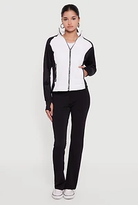 Color Block Lightweight Puffer Jacket with Thumb Holes