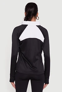 Color Block Lightweight Puffer Jacket with Thumb Holes