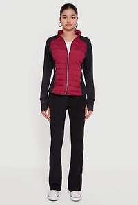 Color Block Lightweight Puffer Jacket with Thumb Holes