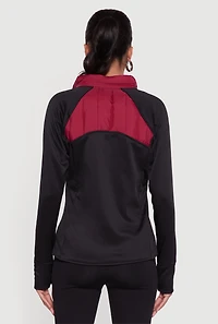 Color Block Lightweight Puffer Jacket with Thumb Holes