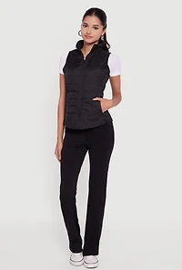 Fleece Lined Side Detail Nylon Puffer Vest