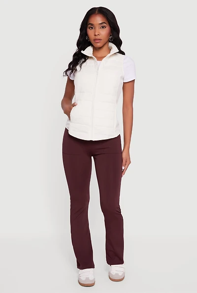 Fleece Lined Side Detail Nylon Puffer Vest