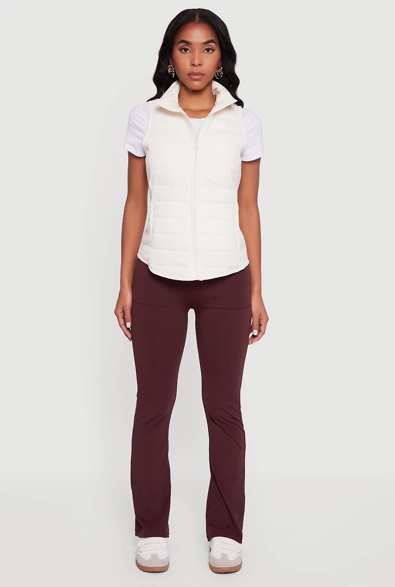 Fleece Lined Side Detail Nylon Puffer Vest