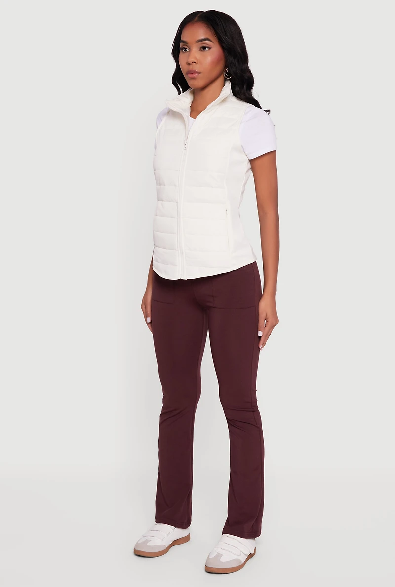 Fleece Lined Side Detail Nylon Puffer Vest