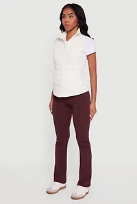 Fleece Lined Side Detail Nylon Puffer Vest