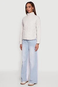 Mock Neck Zip Front Quilted Jacket