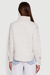 Mock Neck Zip Front Quilted Jacket