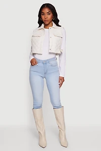 Quilted Snap Button Cropped Vest with Side Ties