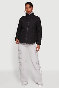 Long Sleeve Zip Front Quilted Jacket