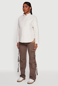 Long Sleeve Zip Front Quilted Jacket